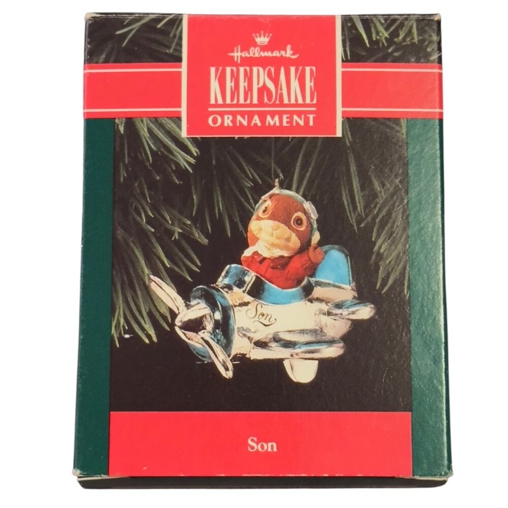 Hallmark Keepsake Ornament 1992 Son Airplane Pilot Christmas Holiday Decoration